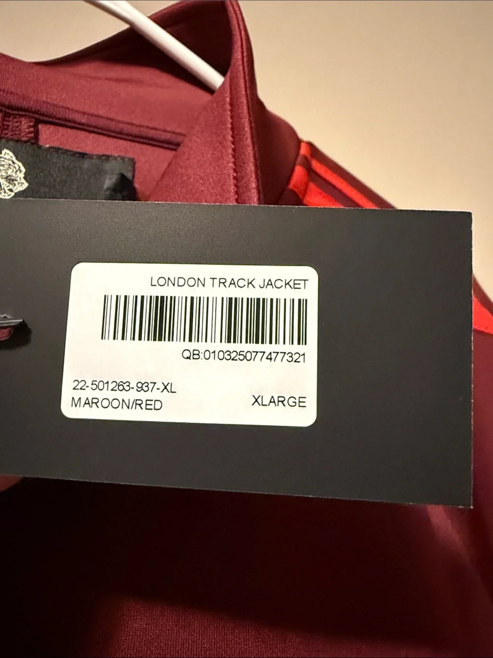 Darc Sport Maroon Lightweight Track Jacket with Red Stripes